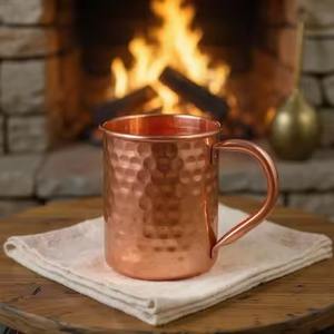 Mug Moscow Mule en cuivre pur de luxe, fait main, martelé, pour bar à cocktails, cuisine, restaurant, collection de cadeaux - Product Image 1
