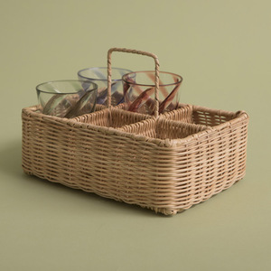 Wholesale Natural Woven Flatware Caddy Rattan Kitchen <b>Utensil</b> Holder Storage Basket Tableware Organizer Flatware Container - Product Image 1