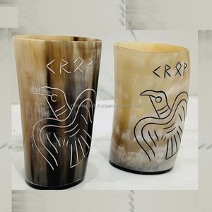 Verre Viking en corne de buffle et chope de bière blanche Verre à corne à boire avec corne polie à la main d'Inde par RF Crafts - Product Image 4
