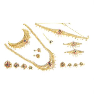 Antique Gold Plated American Diamond <b>Bridal</b> <b>Jewelry</b> <b>Set</b>-Designer Earring <b>Set</b> - Product Image 1