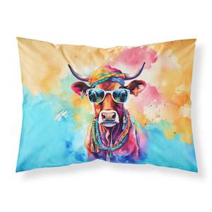 Nouveau léger Super doux facile à entretenir oeuvre décorative vache taie d'oreiller Hippie Animal taille Standard housse de coussin - Product Image 1