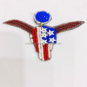 Boucles d'oreilles pendantes en perles de rocaille bohèmes à motif de drapeau américain, sans nickel, cadeau patriotique, fabrication artisanale indienne, unisexe, commémorative - Product Image 5