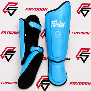 แผ่นป้องกันหน้าแข้งสำหรับมวยฝาแฝดสีฟ้า - Product Image 1