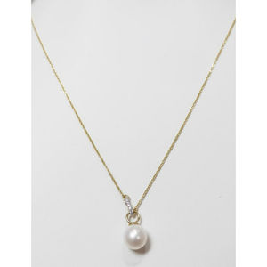 Collar con Colgante de Perla y Diamantes en Oro de 18 Quilates, Elegante Collar de Perlas con Diamantes Pavé, Joyería Hecha a Mano para Seres Queridos - Product Image 5