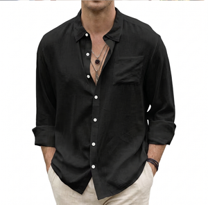 Men's Linen Cotton Blend Long Sleeve Stand Collar Casual Dress <b>Shirt</b> Wrinkle Resistant Button Down Business <b>Office</b> Wear - Product Image 4