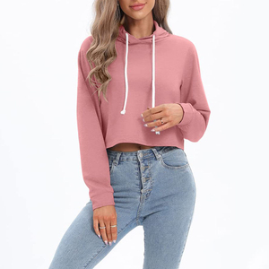 Unique Style New Arrival Premium Quality Women Winter <b>Crop</b> <b>Top</b> Hoodie Eco-Friendly Reasonable Solid Color Knitted Sweatshirt - Product Image 5