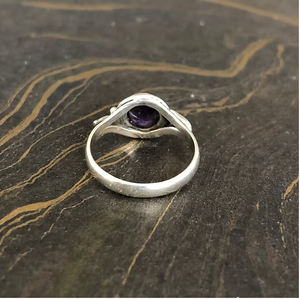 Dainty Amethyst <b>925</b> <b>Silver</b> <b>Ring</b> Tiny Bead Accent Detailing Modern Simple Gemstone Wedding Party Jewelry Item - Product Image 5