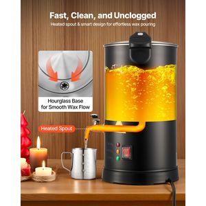 Scioglitore di Cera per Candele 5.3 Qts, Riscaldamento Rapido e Uniforme, Beccuccio Facile da Versare e Controllo della Temperatura, Base a Clessidra - Product Image 5