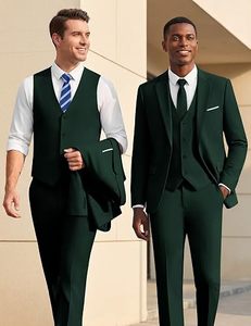 Traje de 3 piezas para hombre, estilo británico, de lana peinada, corte ajustado, antiarrugas, con blazer, chaleco y pantalón, formal de negocios - Product Image 2