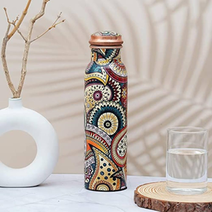 Botella de Agua de Cobre Esmaltado Exclusiva, al Mejor Precio, a Prueba de Fugas, Botella de Agua de Cobre Ayurvédica para Yoga, en Oferta - Product Image 5