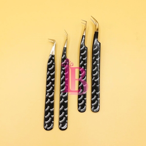 แหนบต่อขนตาสีดำสีเงินแบบยั่งยืนแหนบต่อขนตาเคลือบด้วยกระดาษ - Product Image 4