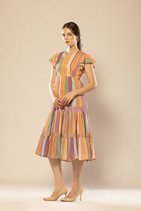 Vestido de Playa a Rayas Multicolor de la Mejor Calidad, Estilo Boho para Vacaciones, Disponible a Precio de Mayoreo - Product Image 2