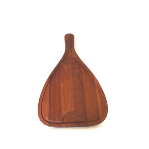 Bandeja de servir rústica de madera de teca al por mayor para pizza, frutas, queso, espátula, tabla con asa, de Vietnam - Product Image 2