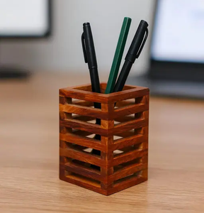 Wood Pen Holder Top Designer Pieces Solid Wood Pencil Holder Natural <b>Style</b> Pen Holder Wholesale Supplier - Product Image 5