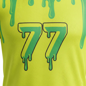 Uniforme de Fútbol Personalizado 100% Poliéster Sublimado, Conjunto de Camiseta y Pantalones Cortos de Fútbol Verde Slime Drip, Transpirable, Antibacterial, de Secado Rápido - Product Image 4