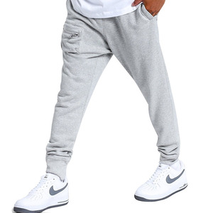 Pantalon de survêtement gris pour homme, taille élastique, poches latérales, pantalon de jogging décontracté, coton mi-lourd, vêtements d'automne - Product Image 1
