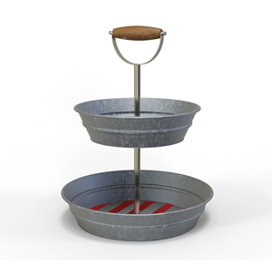 Support à gâteau rond en métal à deux niveaux, plateau de service cylindrique vert - Product Image 6