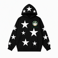 Hoodie Pria YOUMEI Berkualitas Tinggi Ukuran Besar, Bahan Katun Denim, Model Pullover Streetwear, Cetak Bunga Puff, Hoodie Tebal