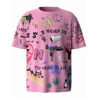T-shirt surdimensionné à imprimé graffiti pour homme, streetwear, hip hop, tee-shirt imprimé vintage, mode décontractée, personnalisé, unisexe, coton/polyester