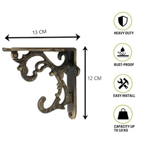 Estante Flotante Rústico de Madera Reciclada con Soportes Metálicos Vintage, Estante de Almacenamiento de un Solo Nivel para Sala de Estar, Venta al por Mayor en India - Product Image 2