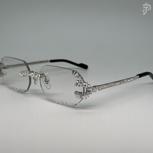 Gafas de sol unisex con diseño hip hop, montura de lujo con diamantes de moissanita VVS talla corazón y diamantes incrustados. - Product Image 3