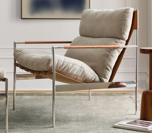 Fauteuil de salon moderne rembourré avec structure métallique, dossier solide, siège de détente, mobilier de maison, design mi-siècle - Product Image 3