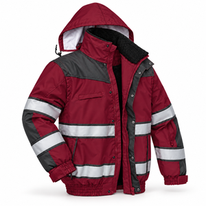 Chaqueta de Seguridad Reflectante Unisex OEM con Capucha, Forro Polar, Bolsillos Utilitarios, Poliéster, Bordado Personalizado, Ropa de Trabajo de Invierno - Product Image 2