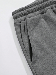 Men's Casual Sweatpants Midweight Drawstring <b>Elastic</b> <b>Waist</b> <b>Trousers</b> <b>with</b> Side Pockets Autumn Solid Grey Knitted Joggers - Product Image 6