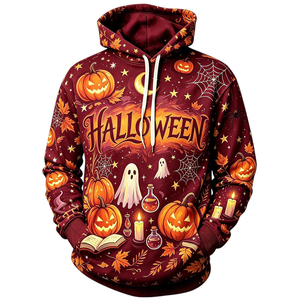 Vente en gros de sweats à capuche tendance en polyester durable, style vintage d'horreur, avec motifs de citrouilles, de fantômes et de toiles d'araignées - Product Image 4