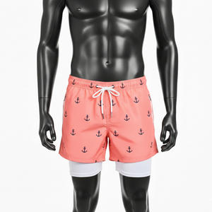 กางเกงชายหาดแบบซับลิเมชั่นสั่งทำพิเศษ 2-in-1 กางเกงเลกกิ้งรัดรูปสำหรับว่ายน้ำ ซับในทันสมัย แห้งเร็ว ผลิตจากโพลีเอสเตอร์ซาติน 100% - Product Image 1