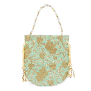 Top Look Potli <b>Bag</b> Women Ethnic Designer Embroidery Work Batwa Pearls Braided Chain Evening Handbag Stylish Bridal Fashion - Product Image 3