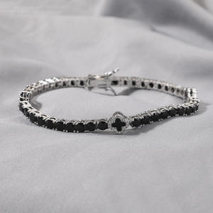 Classic 925 Silver Tennis Bracelet With Round Brilliant Cut Black Diamonds Prong Set Unisex Everyday Wear - Product Image 6