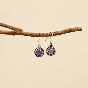 Pendientes Colgantes de Plata de Ley 925 con Amatista Natural de 6 mm para Mujer, Modernos y Elegantes - Product Image 2