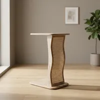 Table basse en bois rustique faite à la main avec base tressée, mobilier moderne pour salon, modèle SUNWOODD EXPO 00