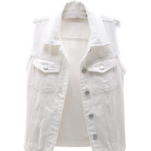 Vintage Denim Vest Women Casual Solid Color Button Front Light Wash Cotton High Waist Skinny Fit Autumn Style Breathable - Product Image 3