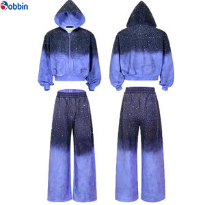Conjunto de 2 Piezas de Ropa Urbana para Hombre, Sudadera con Capucha y Pantalones Deportivos, Pantalones Deportivos con Lavado Ácido y Pedrería para Hombre - Product Image 6