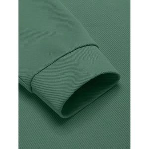 Suéter de punto para hombre, manga corta, con cremallera de un cuarto, cuello redondo, verde liso, informal, 100% algodón, transpirable, jersey, corte regular, oversize - Product Image 5