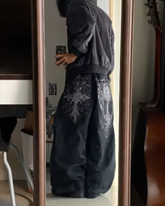 Pantalones Anchos de Moda Urbana, Estilo Casual, con Estampado Geométrico, para Mujer, Estilo Y2K, Gótico, Hip Hop, Populares - Product Image 2