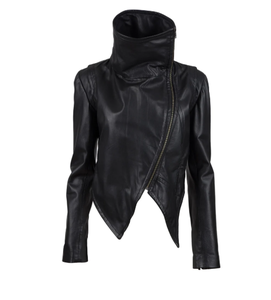 Men's <b>Black</b> PU Leather Jacket <b>Turtleneck</b> Zipper Closure Slim Fit Moto Biker Style Autumn Wear Short Length - Product Image 1
