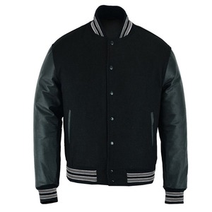 Blouson universitaire TOPEAK SPORTS OEM 2026 en laine noire à col montant, grande taille, coupe-vent, respirant, écologique, chauffant pour l'hiver - Product Image 1