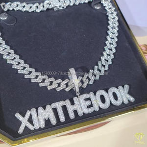 Luxury Moissanite Diamond " XMTHEBOOK " <b>Letter</b> Pendant With Cuban Chain Full Iced Out Hip Hop Necklace - Product Image 4
