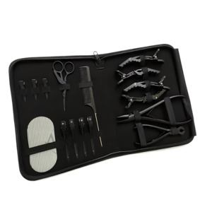 Kit d'outils pour extensions de cheveux, pinces en métal noir mat, ciseaux, peigne, ensemble de pinces pour l'installation et le retrait - Product Image 1