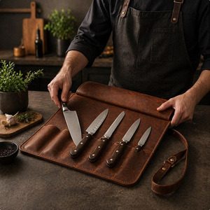 Luxury leather <b>tool</b> <b>roll</b> organizer bags wholesale OEM supplier custom logo export quality portable storage leather <b>tool</b> <b>roll</b> - Product Image 5