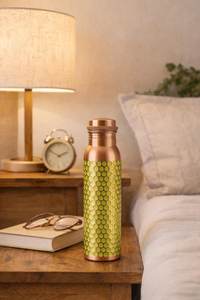 Hand Hammered Pure Copper 950ML Water <b>Bottle</b> Ayurvedic Tamra Jal Wellness Hydration Portable Lid Gift <b>Box</b> Packaging for Daily - Product Image 3