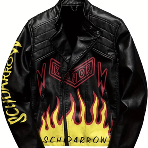 Custom Big Size Leather Motorcycle Jacket with Heat Printing Digital Printing Waterproof Breathable Eco-Friendly Boxy Style - Product Image 1