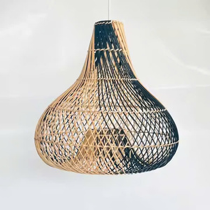 Colorful, <b>round</b> chandeliers woven from seagrass, pendant lights for decorating the living room and dining <b>table</b>. - Product Image 4