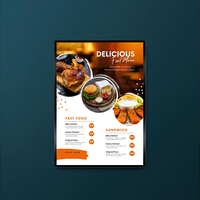 Kotak Lampu LED Aluminium Ultra Tipis Bingkai Poster A1/A2/A3/A4 Kaca Tempered Display Backlit Modern untuk Toko & Restoran