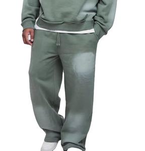 Men's Casual Vintage Baggy Oversized Acid Wash Track Suit Flared Sweatpants Hoodie Set with Rhinestone Zip for Autumn Season - Product Image 4