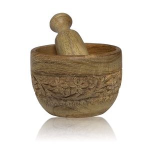 Ensemble mortier et pilon en bois multifonctionnel pour broyer, écraser, mélanger les épices, les herbes et préparer des pâtes maison - Product Image 4