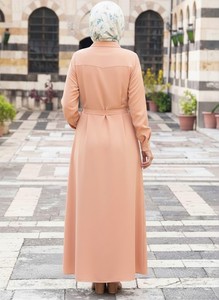 Elegante Vestido Maxi Musulmán para Mujer, Manga Larga, con Cinturón, Estilo Abaya Modesto, Diseño Liso Informal, Vestido Largo - Product Image 5